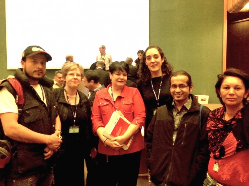 The waste pickers delegation with Sharan Burrow, general secretary of the International Trade Union Confederation (ITUC). Photo: Justina Peña-Pan. 