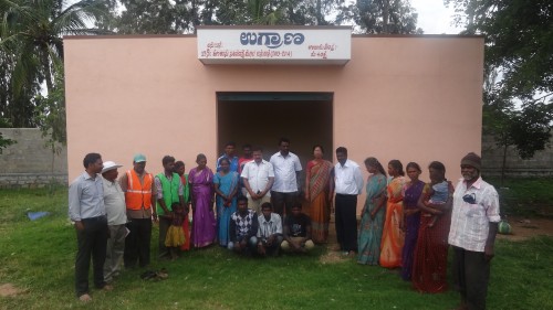 Nelamangala Town Council President K.M. Shivakumar with staff of town council and Hasiru Dala during the inauguration of Dry Waste Collection Center.