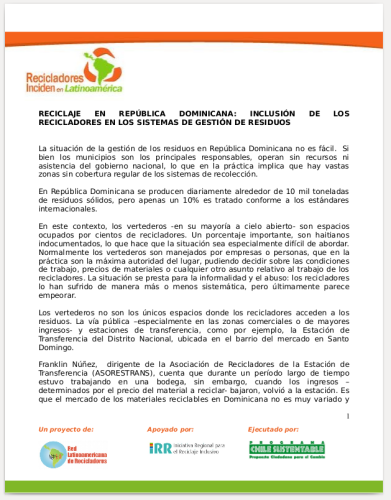 Nota de MNRRD República dominicana. 2016