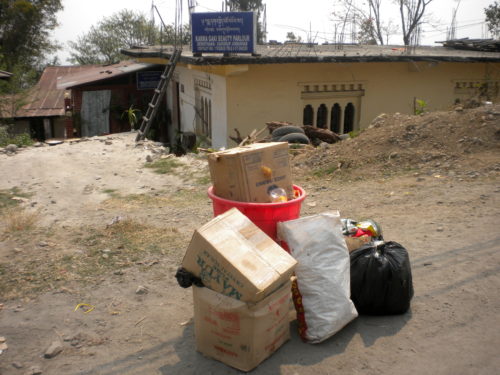Household waste awaiting collection in Samdrup Jongkhar district