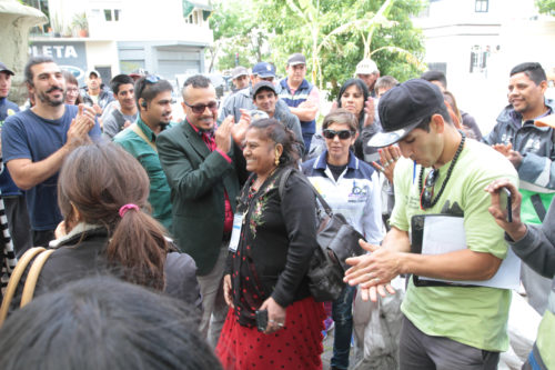Koushlya Bai in Buenos Aires talking with FACCyR waste pickers.