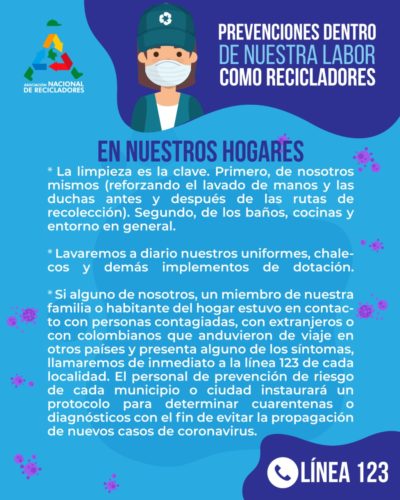 Prevención coronavirus COVID-19 en nuestros hogares. ANR Colombia.