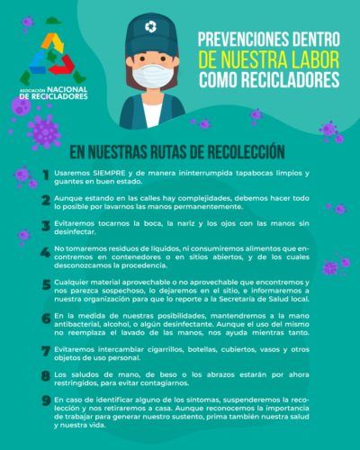 Prevención coronavirus COVID-19 en ruta de recolección. ANR Colombia.