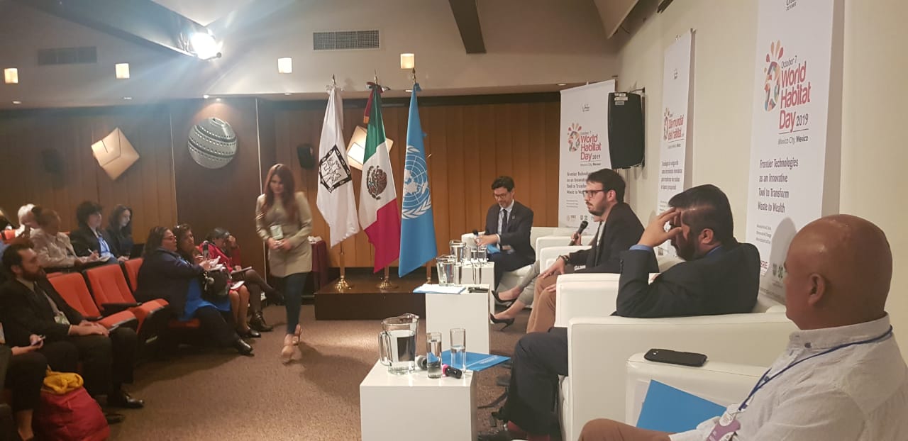 Abel Balderas at the round table in the World Habitat Day held in Mexico.