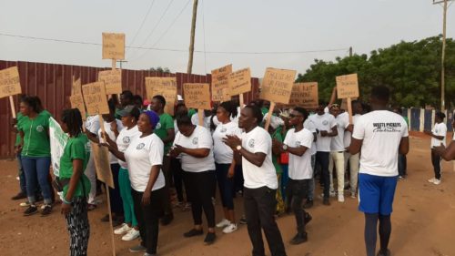 Kpone Landfill organization march, March 1st 2020, for Global Waste Pickers Day.