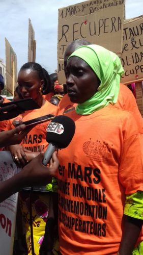 Bokk Diom silecne March for global waste pickers' day on March 1st 2020.